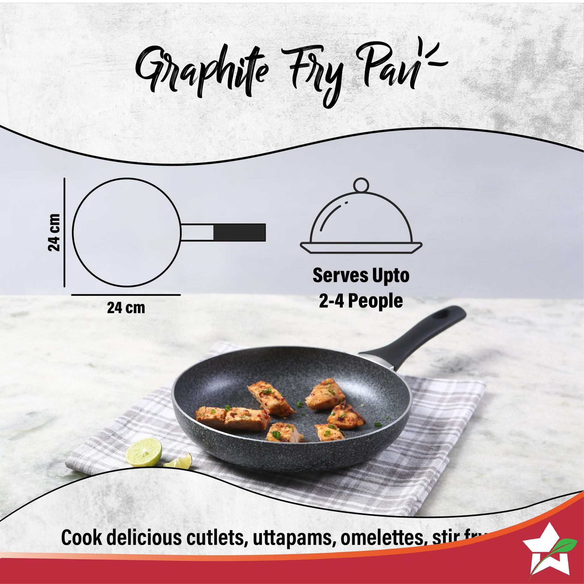 Graphite Frypan 24 cm, 3 Years Warranty  by blacktree