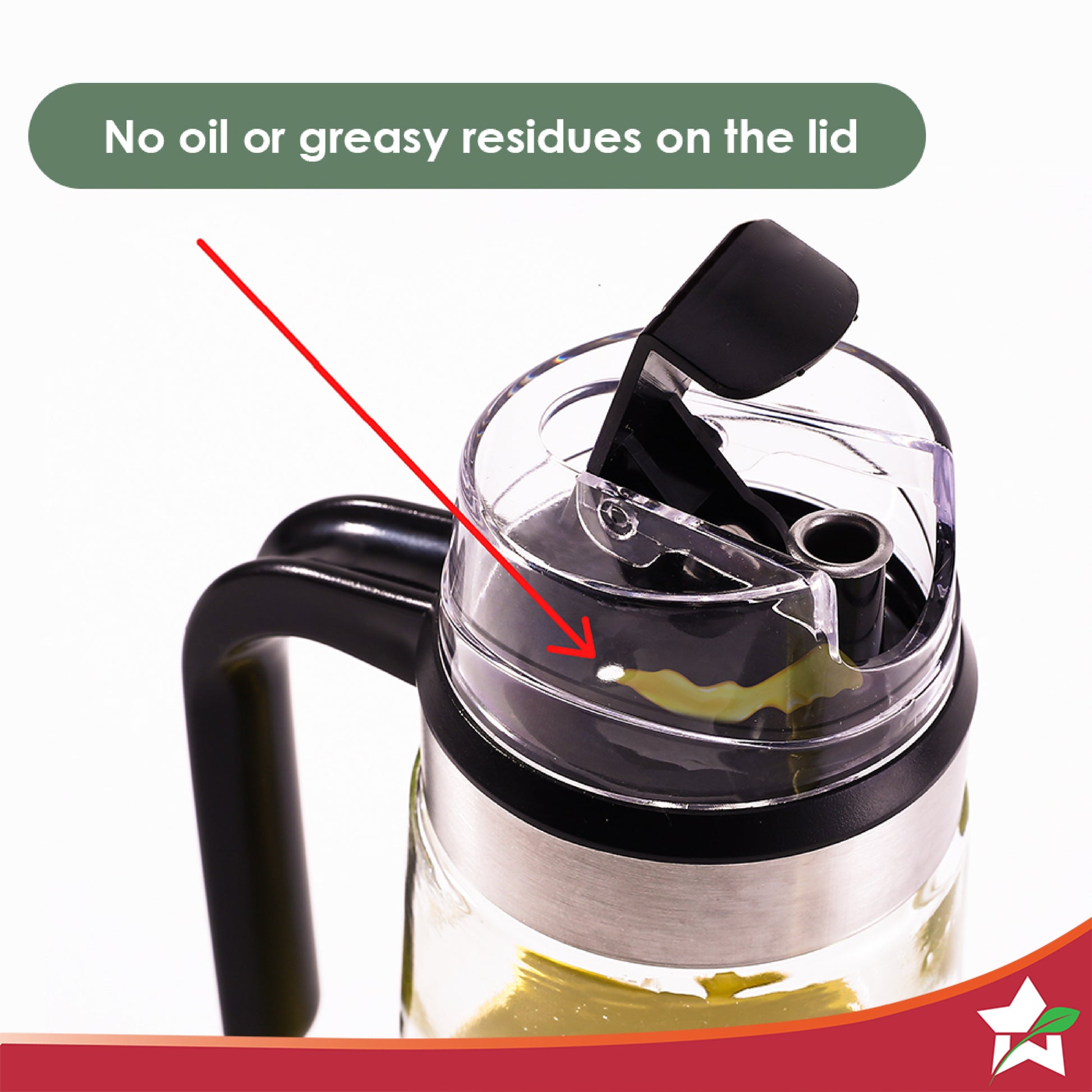 Glass Oil Pourer with Nozzle and Lid, by blacktree
