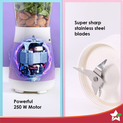 Wonderchef Renewed Orchid Personal Blender, 250W Copper Motor, 600ml Transparent Jar, Stainless