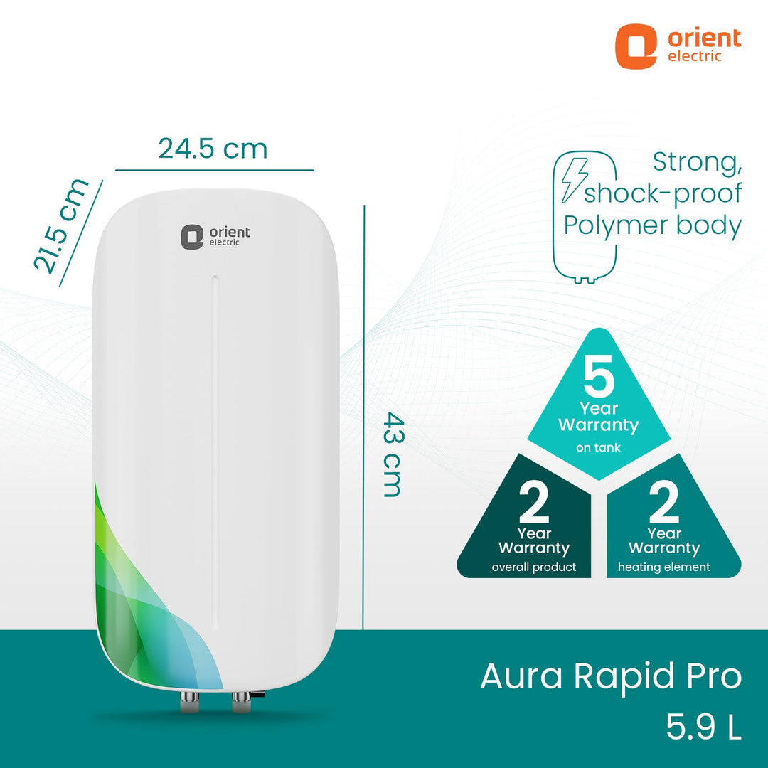 Aura Rapid Pro 5.9L Instant Water Heater (Geyser) | Bathroom Geyser