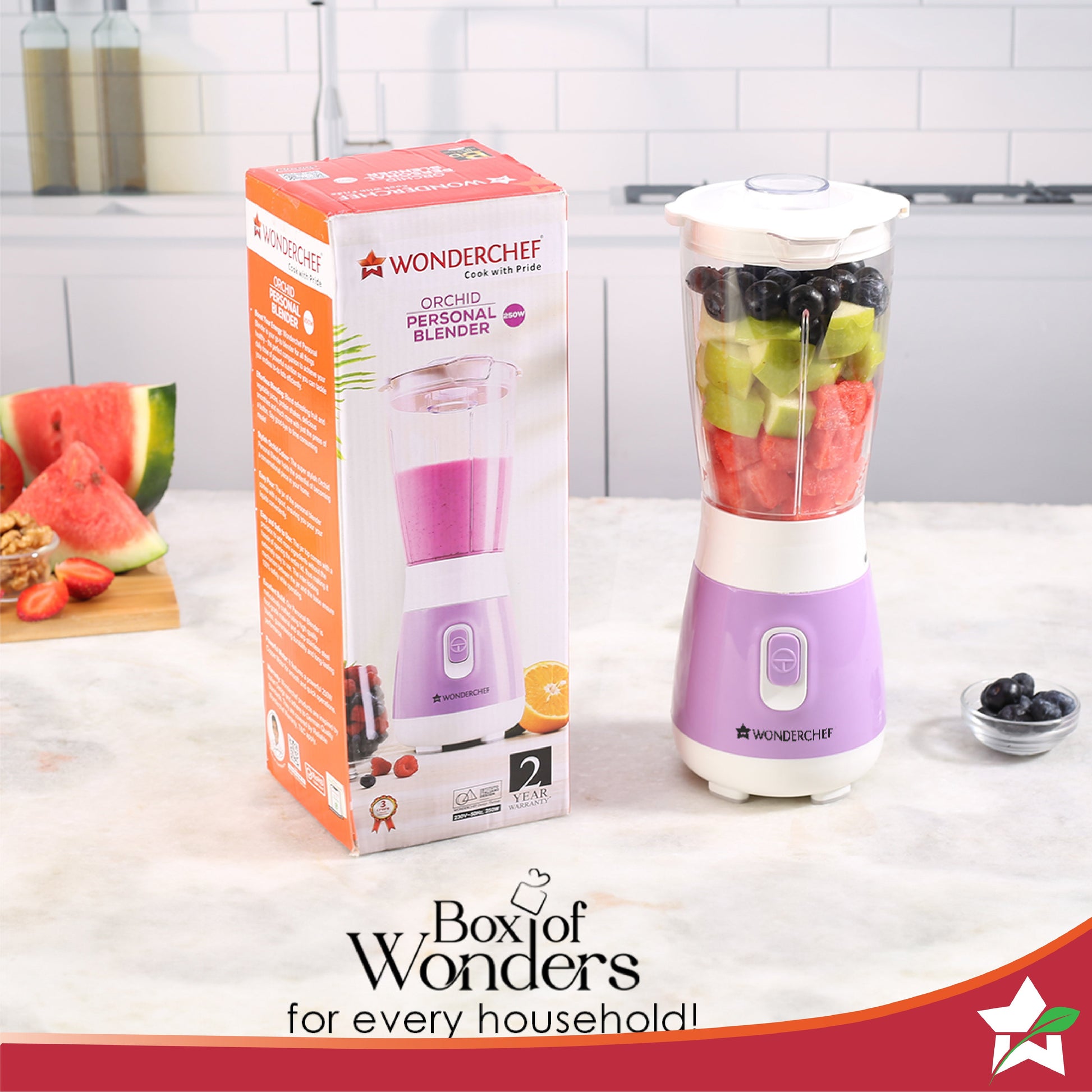Wonderchef Renewed Orchid Personal Blender, 250W Copper Motor, 600ml Transparent Jar, Stainless