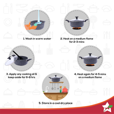 Graphite 24 cm Casserole with Lid, 3 Years Warranty by blacktree