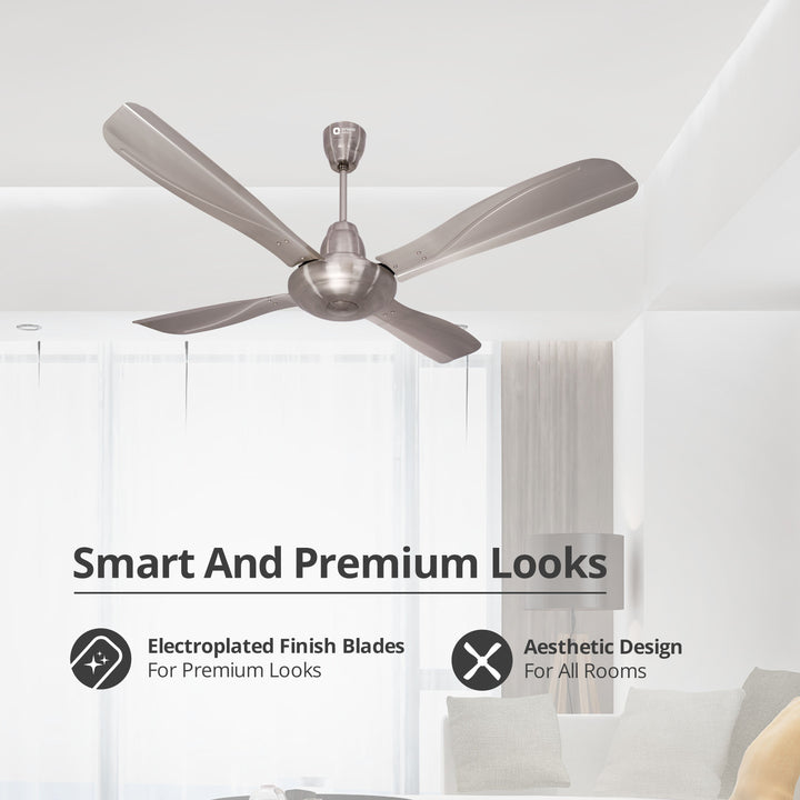 Stallion 1320mm Wide Tipped and Electroplated Finish Blades Ceiling Fan