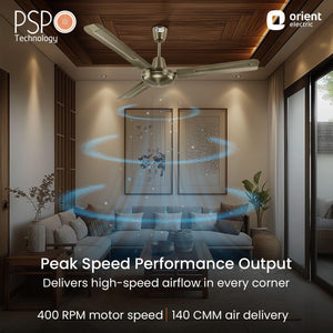 Quasar High Speed Ceiling Fan with Electroplated Finish