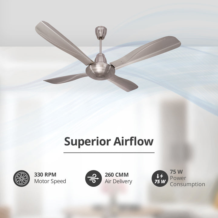 Stallion 1320mm Wide Tipped and Electroplated Finish Blades Ceiling Fan