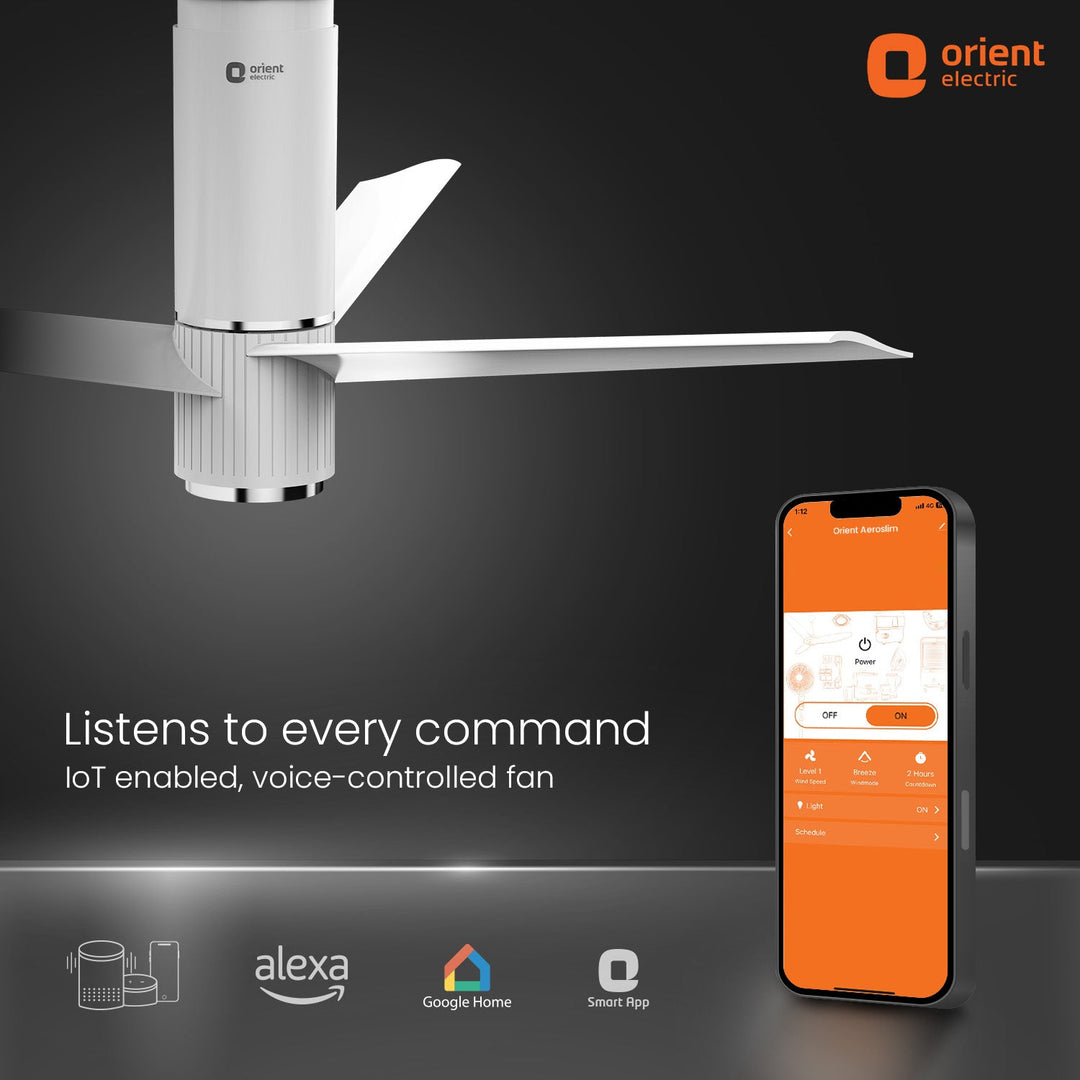 Aeroslim with IoT, Remote & 3CCT Underlight BLDC PRO Smart Ceiling Fan