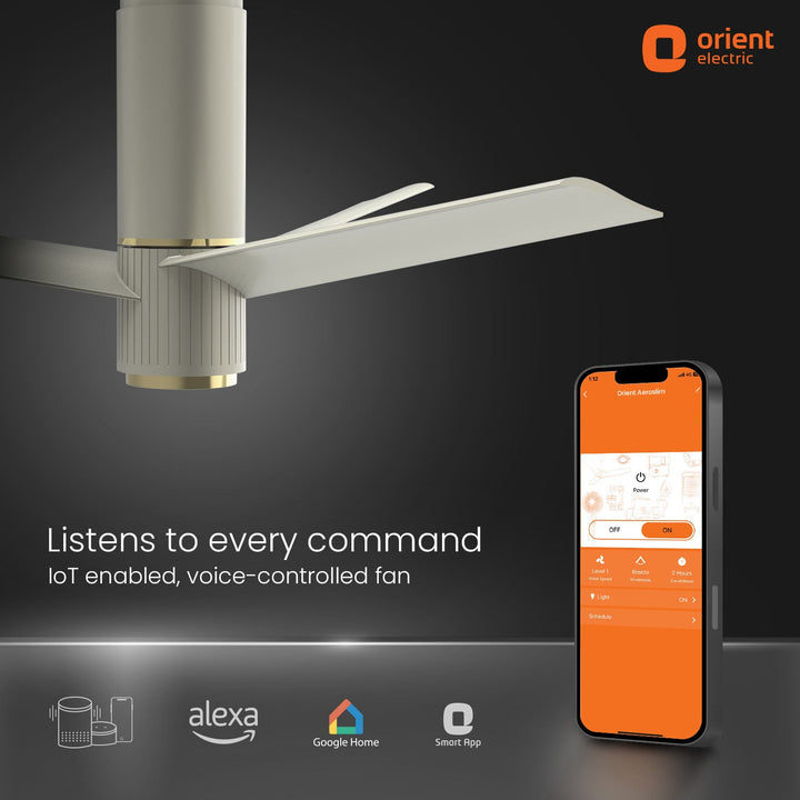 Aeroslim with IoT, Remote & 3CCT Underlight BLDC PRO Smart Ceiling Fan