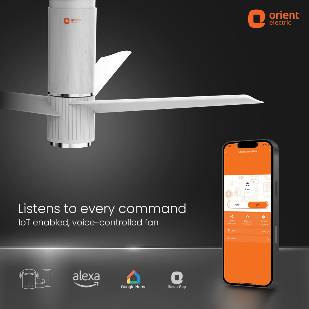 Aeroslim with IoT, Remote & 3CCT Underlight BLDC PRO Smart Ceiling Fan