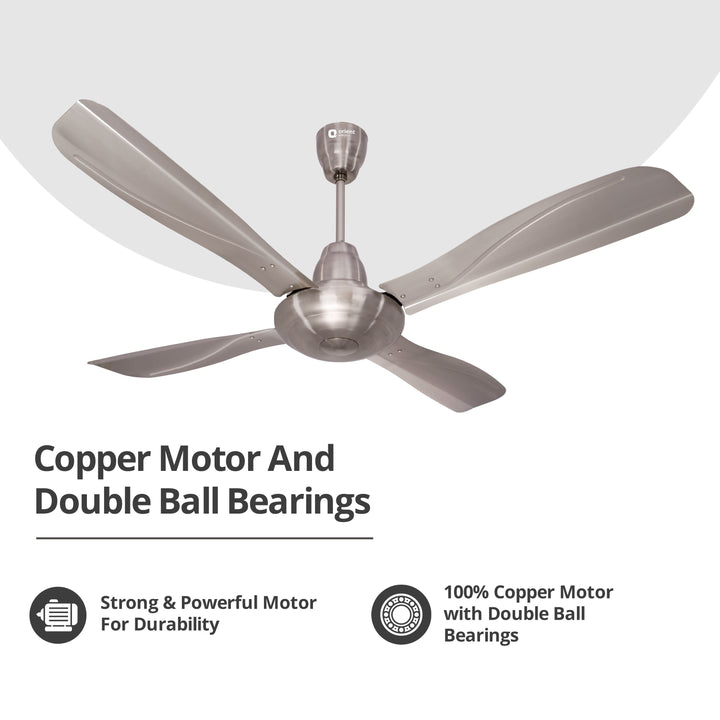 Stallion 1320mm Wide Tipped and Electroplated Finish Blades Ceiling Fan