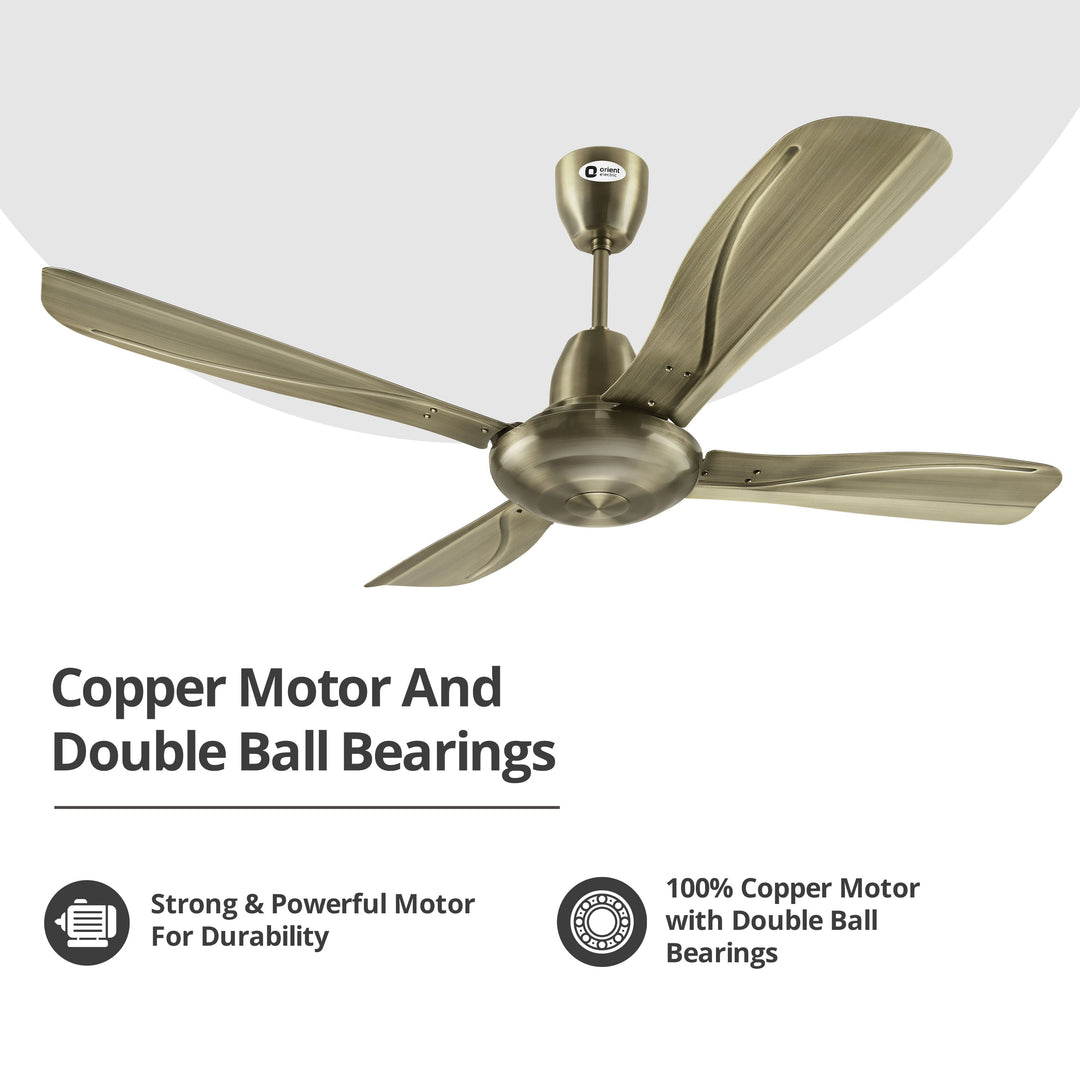 Stallion 1320mm Wide Tipped and Electroplated Finish Blades Ceiling Fan