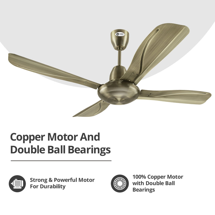 Stallion 1320mm Wide Tipped and Electroplated Finish Blades Ceiling Fan