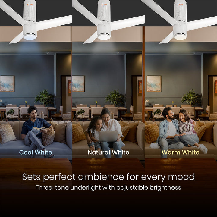 Aeroslim with IoT, Remote & 3CCT Underlight BLDC PRO Smart Ceiling Fan