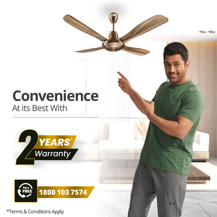 Stallion 1320mm Wide Tipped and Electroplated Finish Blades Ceiling Fan