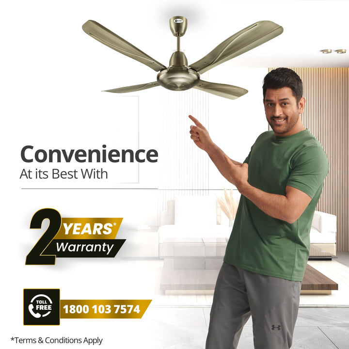 Stallion 1320mm Wide Tipped and Electroplated Finish Blades Ceiling Fan