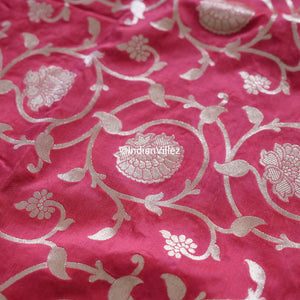 Raspberry Red Banarasi Kadwa Jaal Handloom Silk Saree