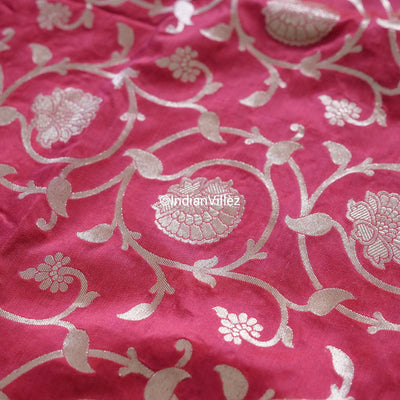 Raspberry Red Banarasi Kadwa Jaal Handloom Silk Saree
