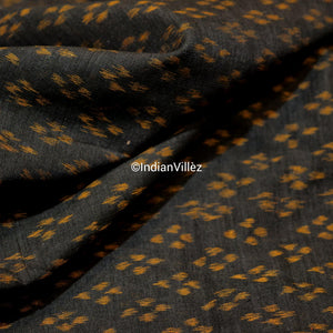 Black and Yellow Motif Cotton Ikat Fabric