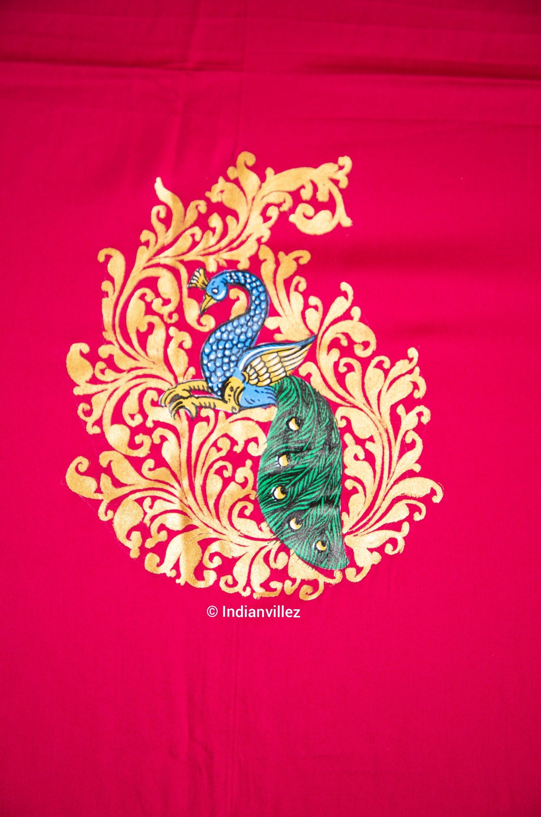 Pink Pattachitra Kurti Cotton Dress Material