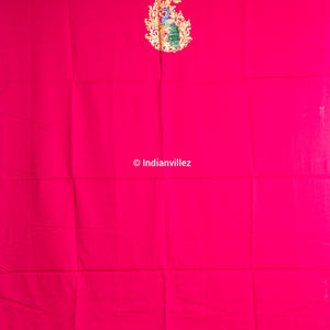 Pink Pattachitra Kurti Cotton Dress Material