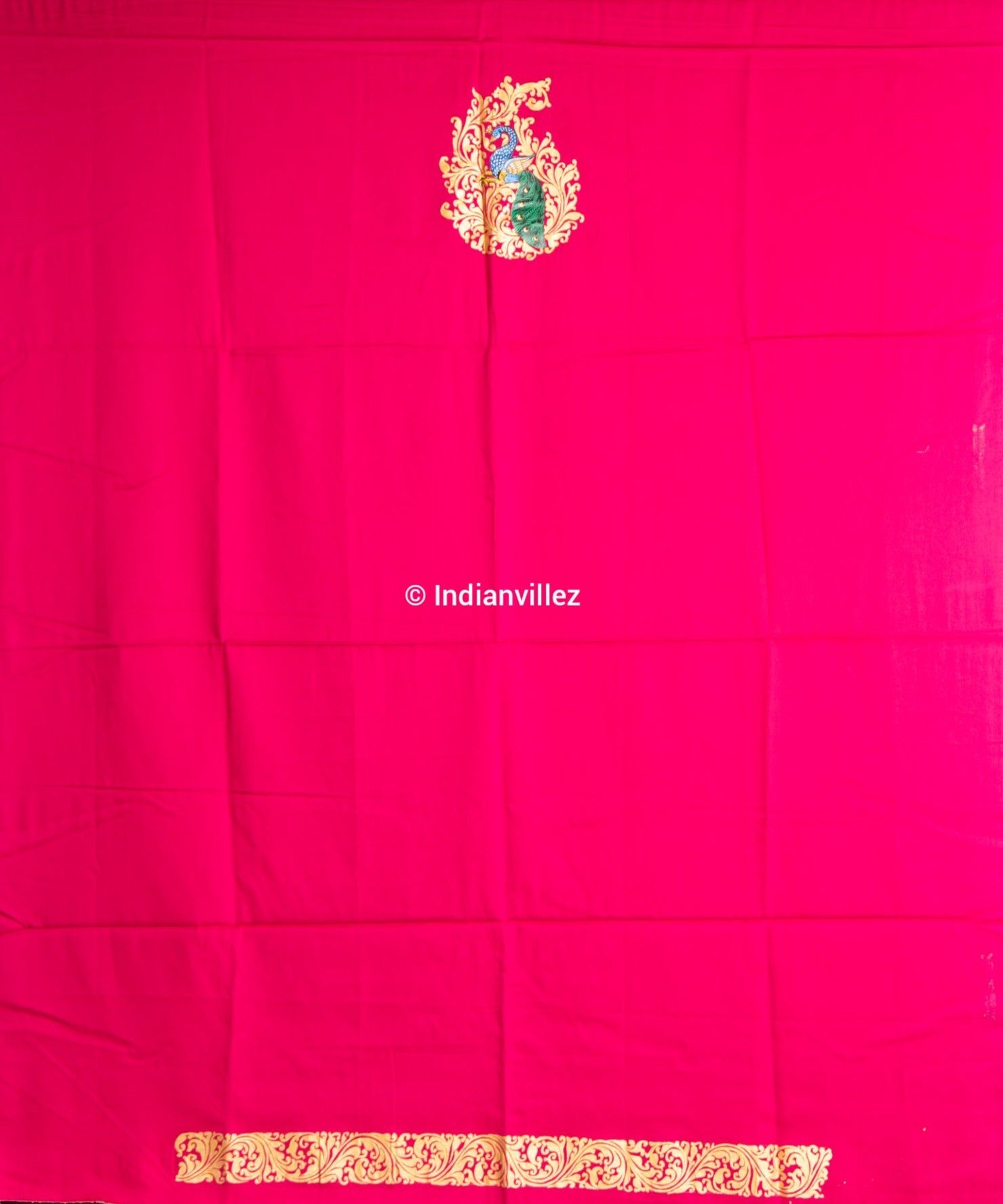 Pink Pattachitra Kurti Cotton Dress Material