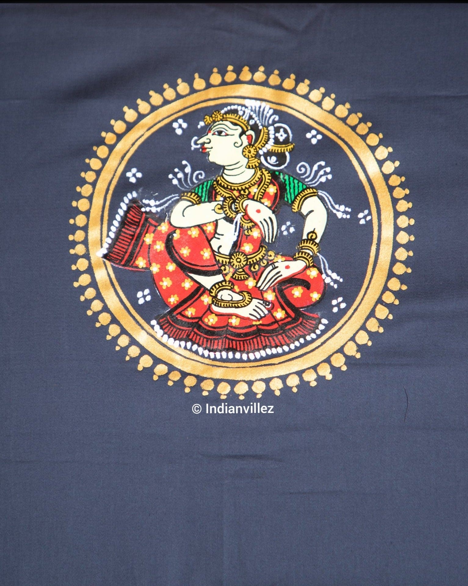 Unstitched Grey Pattachitra Kurti Dress Cotton Material