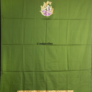 Unstitched Green Pattachitra Kurti Dress Cotton Material