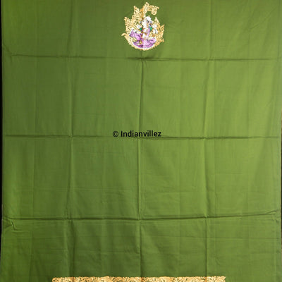Unstitched Green Pattachitra Kurti Dress Cotton Material
