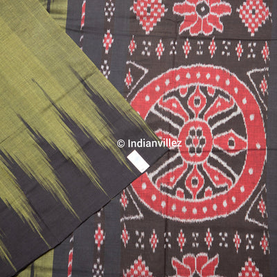Army green olive Kargil Kumbha Maniabandha Cotton Saree