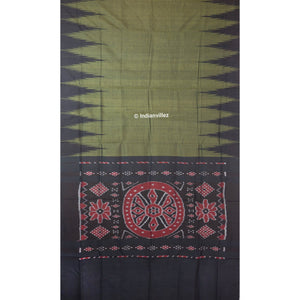 Army green olive Kargil Kumbha Maniabandha Cotton Saree