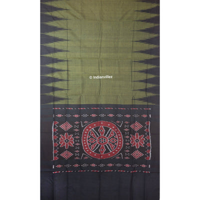 Army green olive Kargil Kumbha Maniabandha Cotton Saree