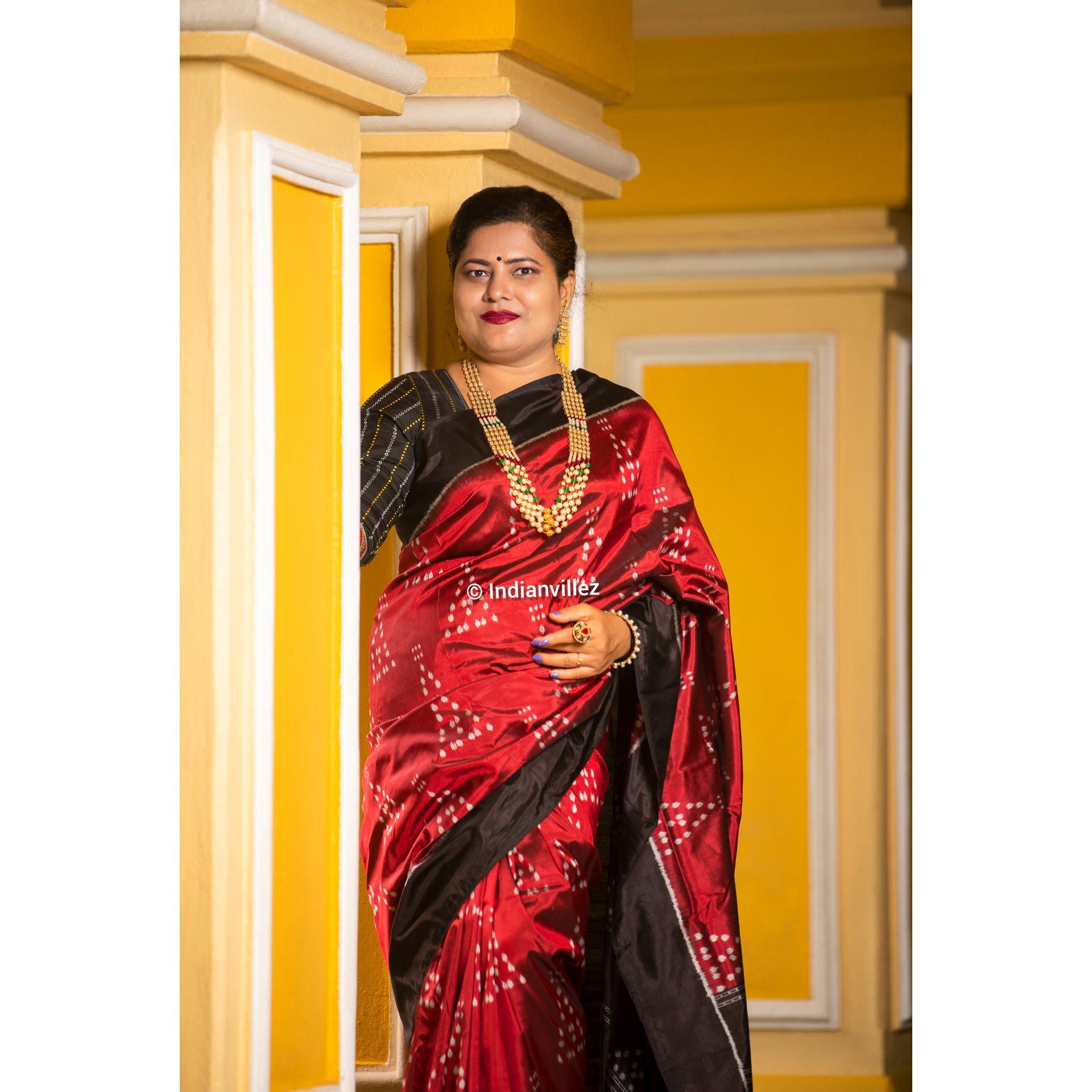 Maroon Jhoti Odisha Handloom Contemporary Silk Saree