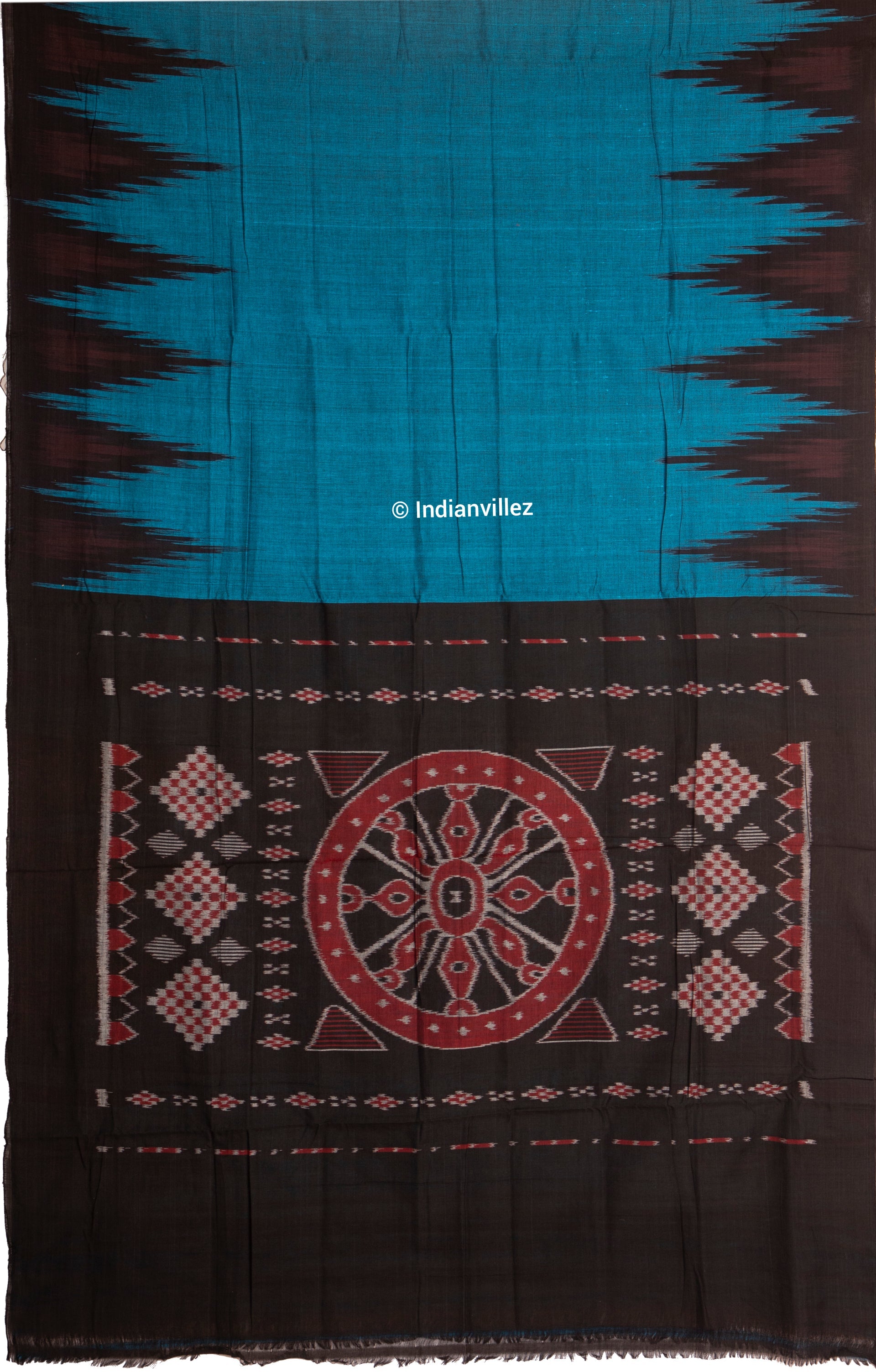Blue Kargil Kumbha Maniabandha Cotton Saree