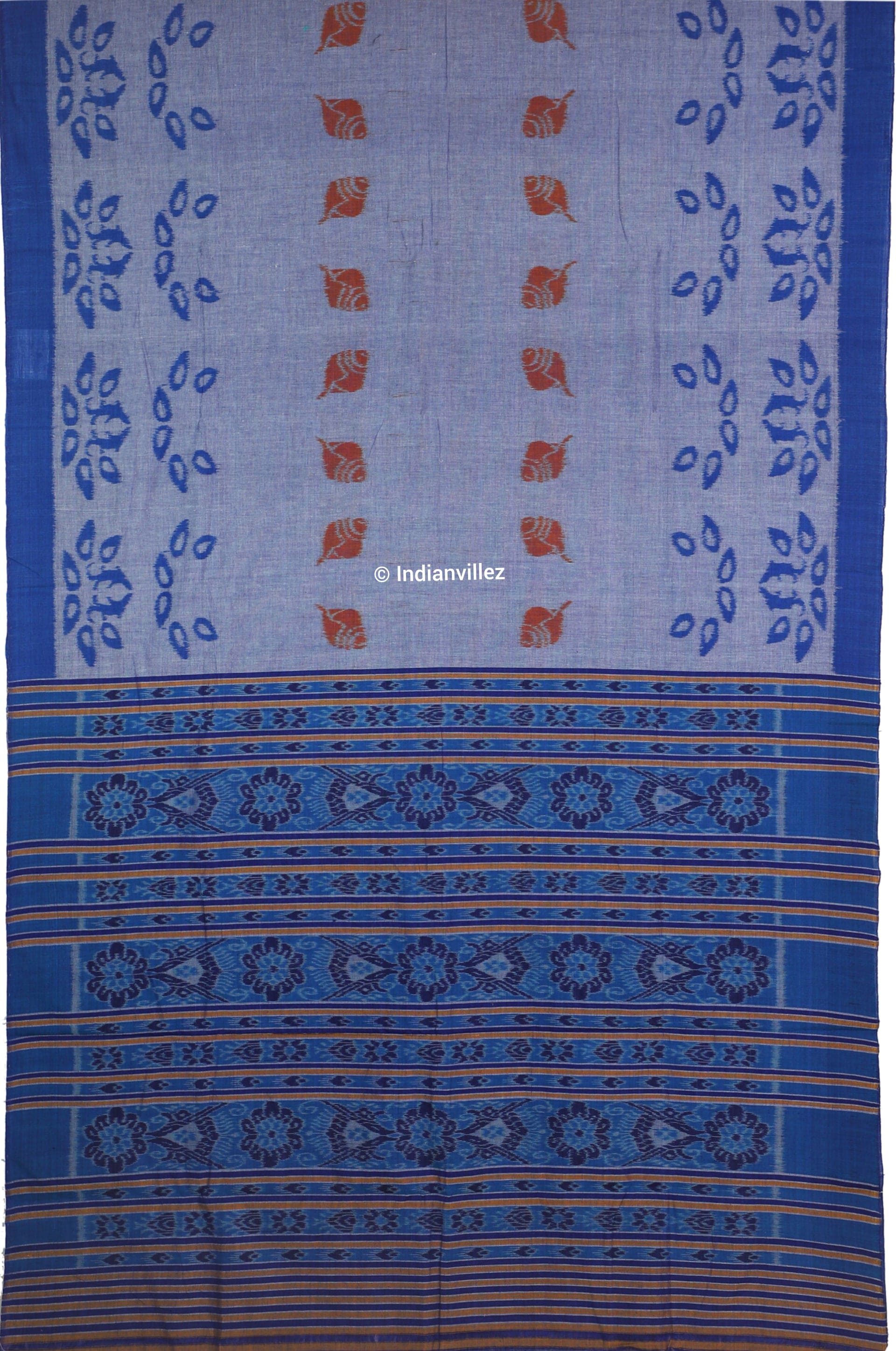Blue Ocean Sambalpuri Ikat Cotton Saree