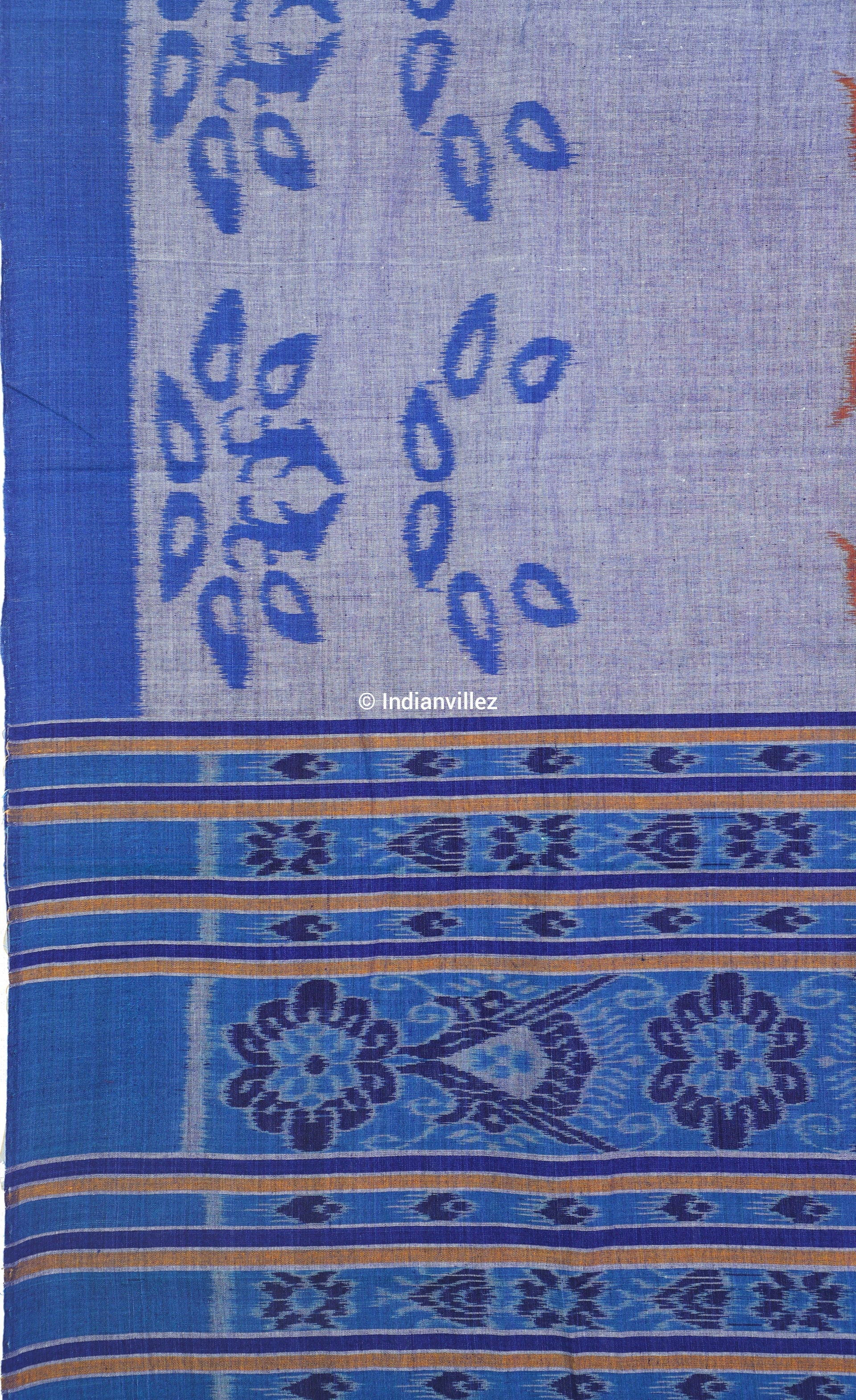 Blue Ocean Sambalpuri Ikat Cotton Saree