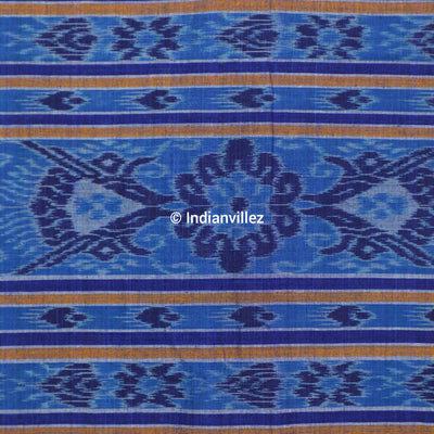 Blue Ocean Sambalpuri Ikat Cotton Saree