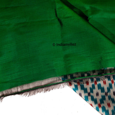 Aqua green contemporary pasapali with scenery anchal Odisha Handloom Silk saree