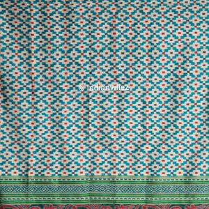 Aqua green contemporary pasapali with scenery anchal Odisha Handloom Silk saree