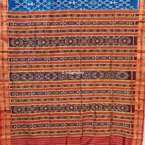 Blue Marooon Tribal Odisha Handloom Khandua Silk Saree