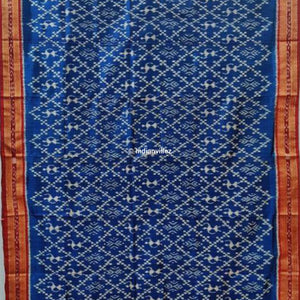 Blue Marooon Tribal Odisha Handloom Khandua Silk Saree