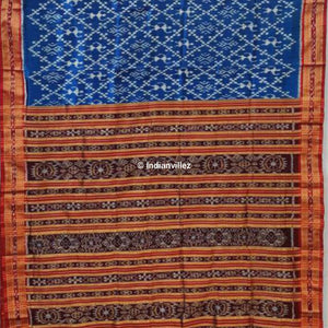 Blue Marooon Tribal Odisha Handloom Khandua Silk Saree