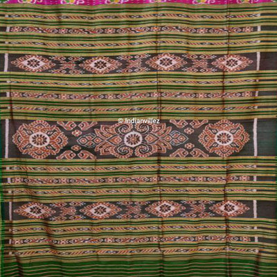 Pink Green Butterfly Odisha Handloom Khandua Silk Saree