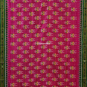 Pink Green Butterfly Odisha Handloom Khandua Silk Saree