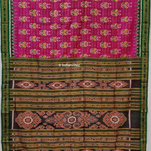 Pink Green Butterfly Odisha Handloom Khandua Silk Saree