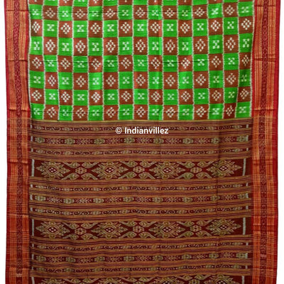 Green Maroon Body Pasapali Khandua Silk Saree