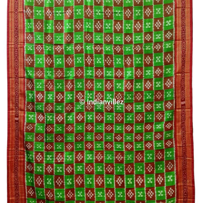 Green Maroon Body Pasapali Khandua Silk Saree