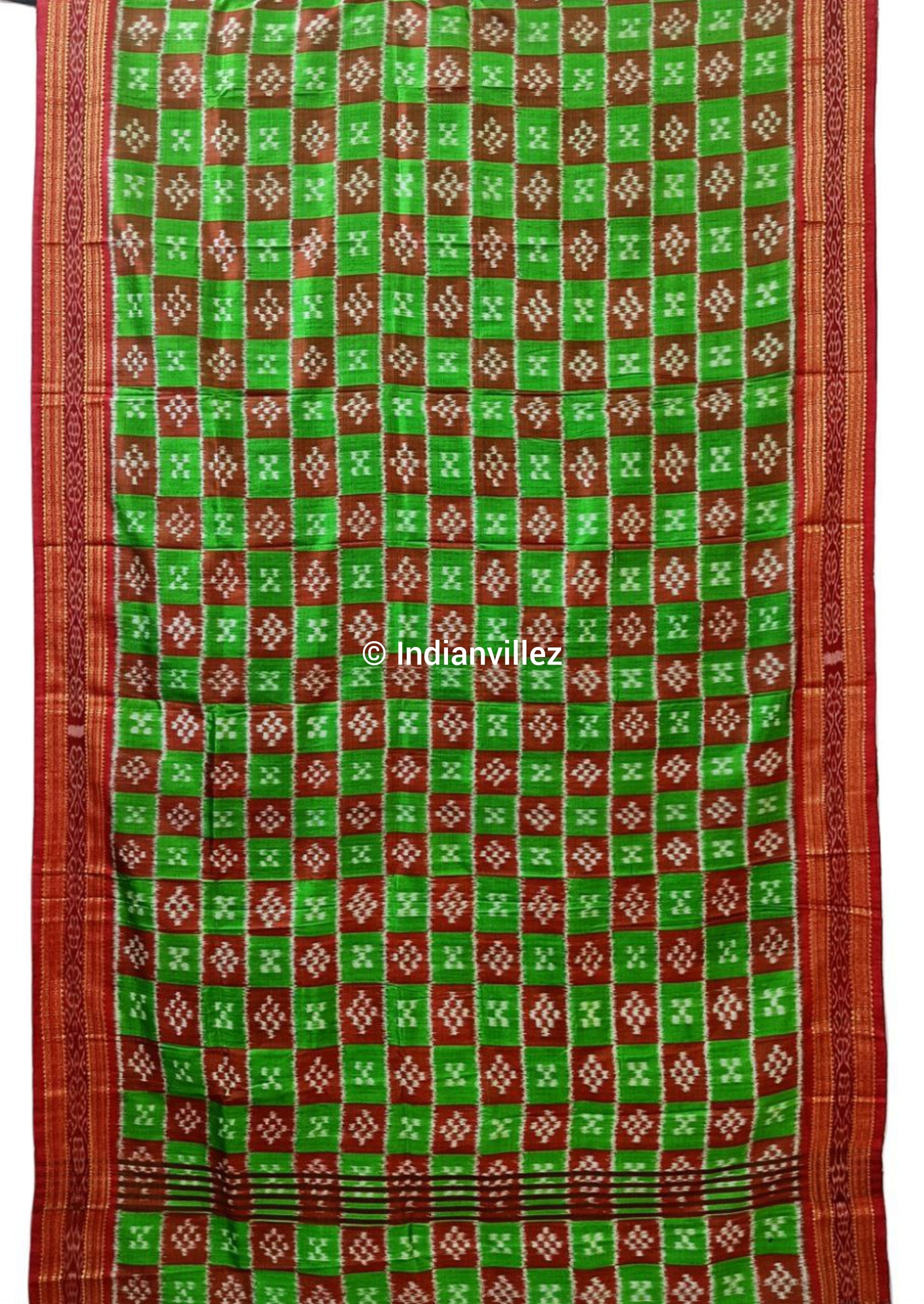 Green Maroon Body Pasapali Khandua Silk Saree