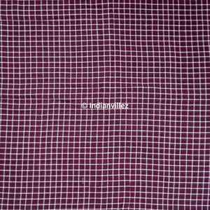 Maroon Checkered Organic Natural Dyed Kotpad Handloom Fabric