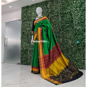 Green Kathiphera Ikat Odisha Handloom Khandua Silk Saree