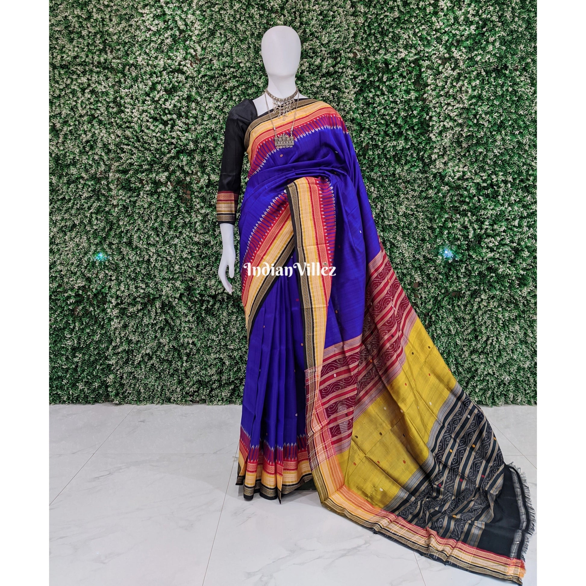 Royal Blue Kathiphera Ikat Odisha Handloom Khandua Silk Saree
