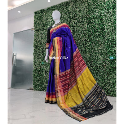 Royal Blue Kathiphera Ikat Odisha Handloom Khandua Silk Saree